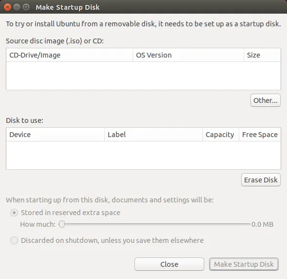 make startup disk screen
